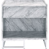 Faux Marble Accent Table with Chrome Finish White BM250334
