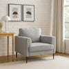 Chair with Fabric Upholstery and Sleek Metal Legs, Gray