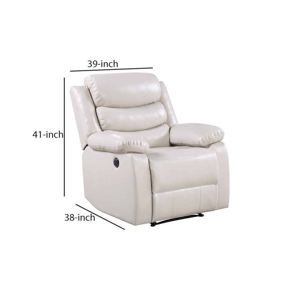 Power Recliner Chair with Split Back and Pillow Top Cream By Casagear Home BM250343