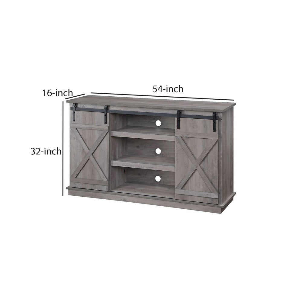 Home Entertainment Wooden TV Stand Gray By Casagear Home BM250346