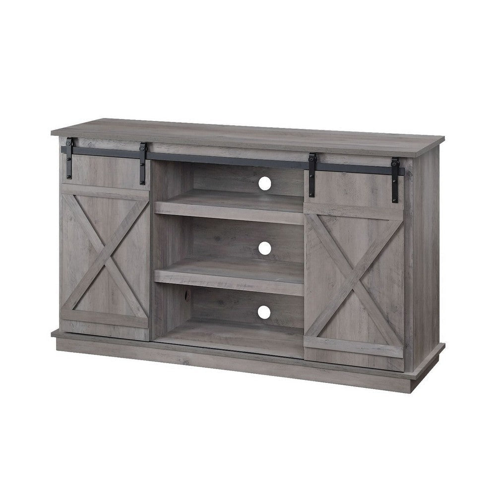 Home Entertainment Wooden TV Stand, Gray By Casagear Home