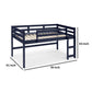 Twin Loft Bed with Wooden Frame and Reversible Ladder, Blue By Casagear Home