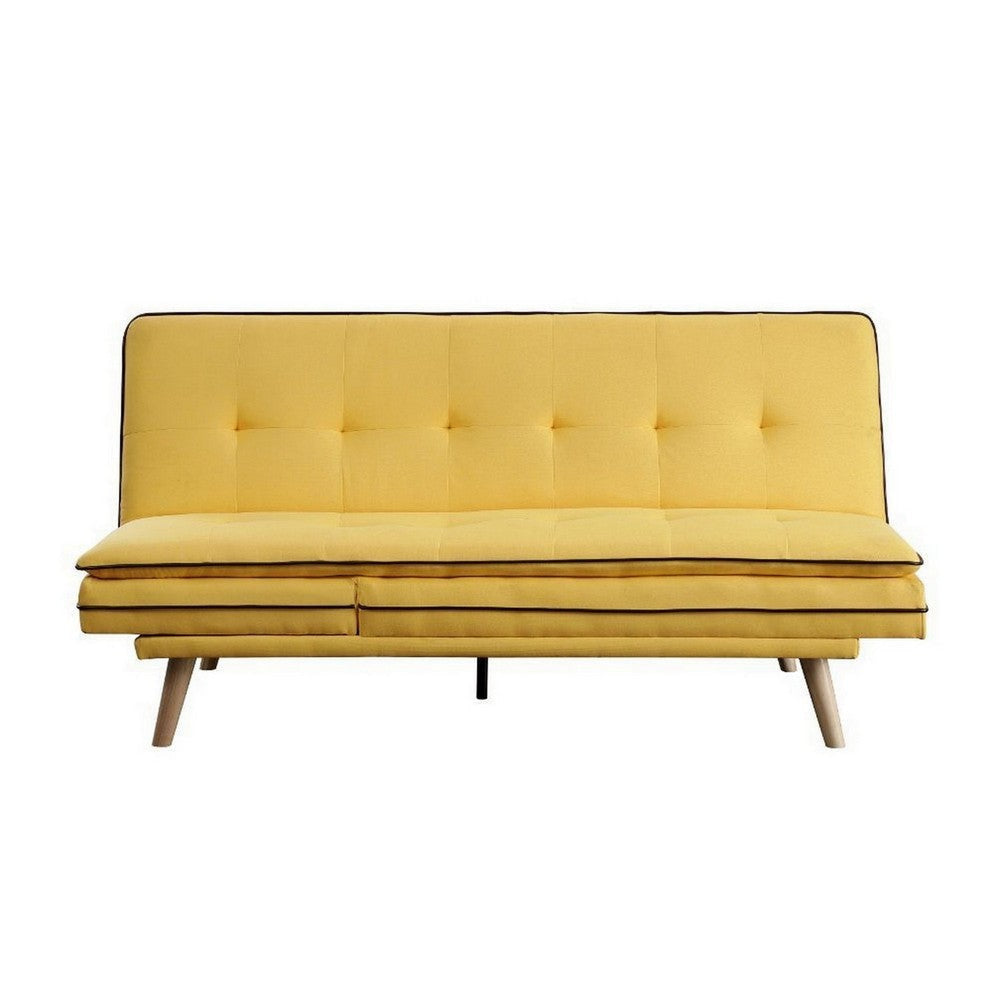 Adjustable Sofa with Tufted Seat and Angled Legs Yellow By Casagear Home BM250355