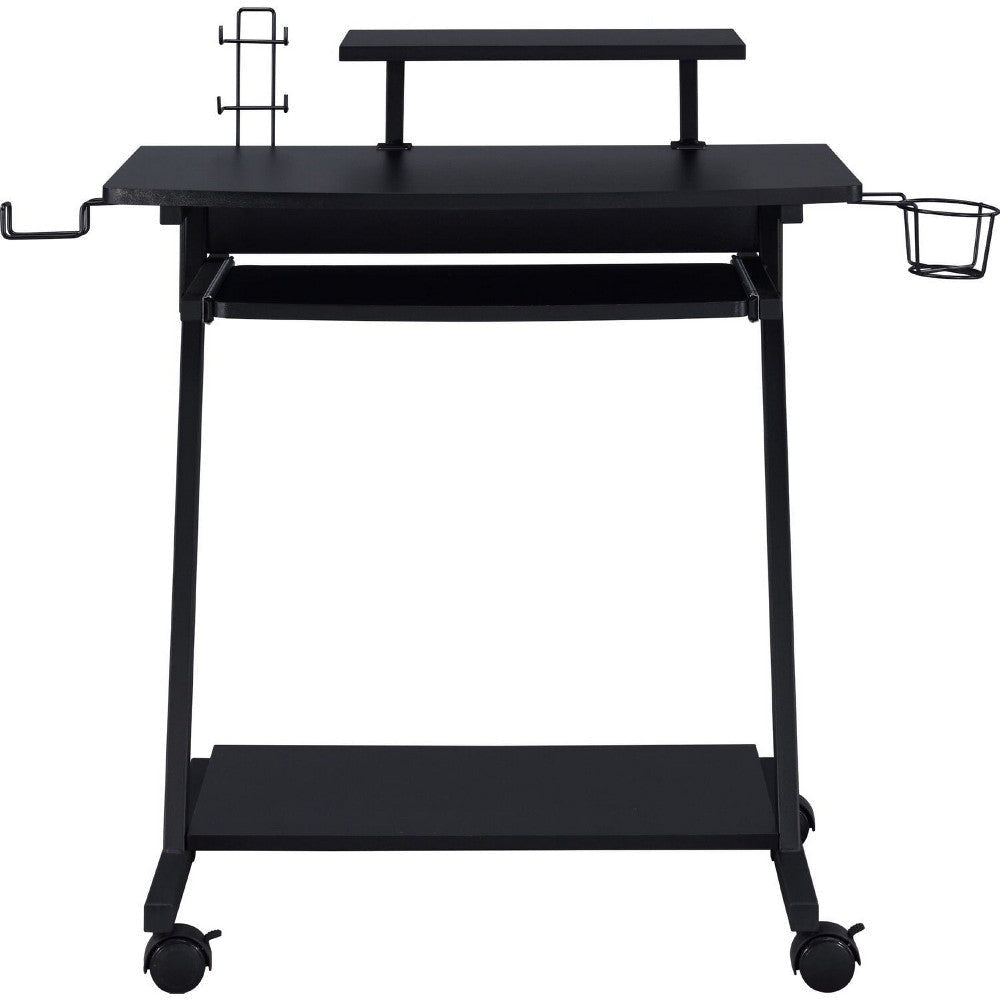 Gaming Desk with Metal Frame and Casters Black BM250361