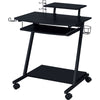 Gaming Desk with Metal Frame and Casters, Black
