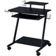 Gaming Desk with Metal Frame and Casters, Black