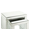 Accent Table with Mirrored Top and Faux Crystal Accent Small Silver BM250367