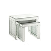Accent Table with Mirrored Top and Faux Crystal Accent, Small, Silver
