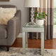 End Table with Faux Acrylic Diamond Top and Block Legs, Silver