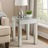 End Table with Faux Acrylic Diamond Top and Block Legs, Silver
