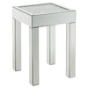 End Table with Faux Acrylic Diamond Top and Block Legs, Silver