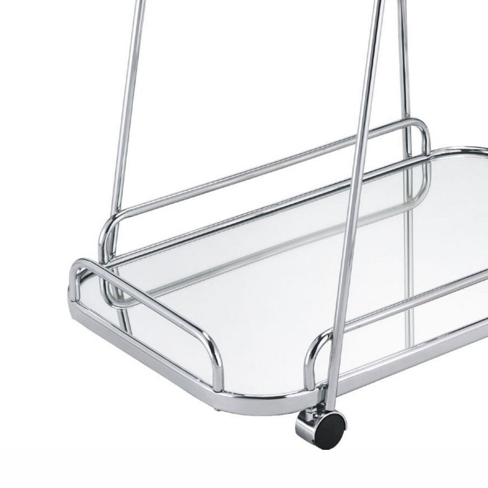 Clear Glass 2-Tier Serving Cart With Chrome Finish By Casagear Home