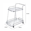 Clear Glass 2-Tier Serving Cart With Chrome Finish By Casagear Home