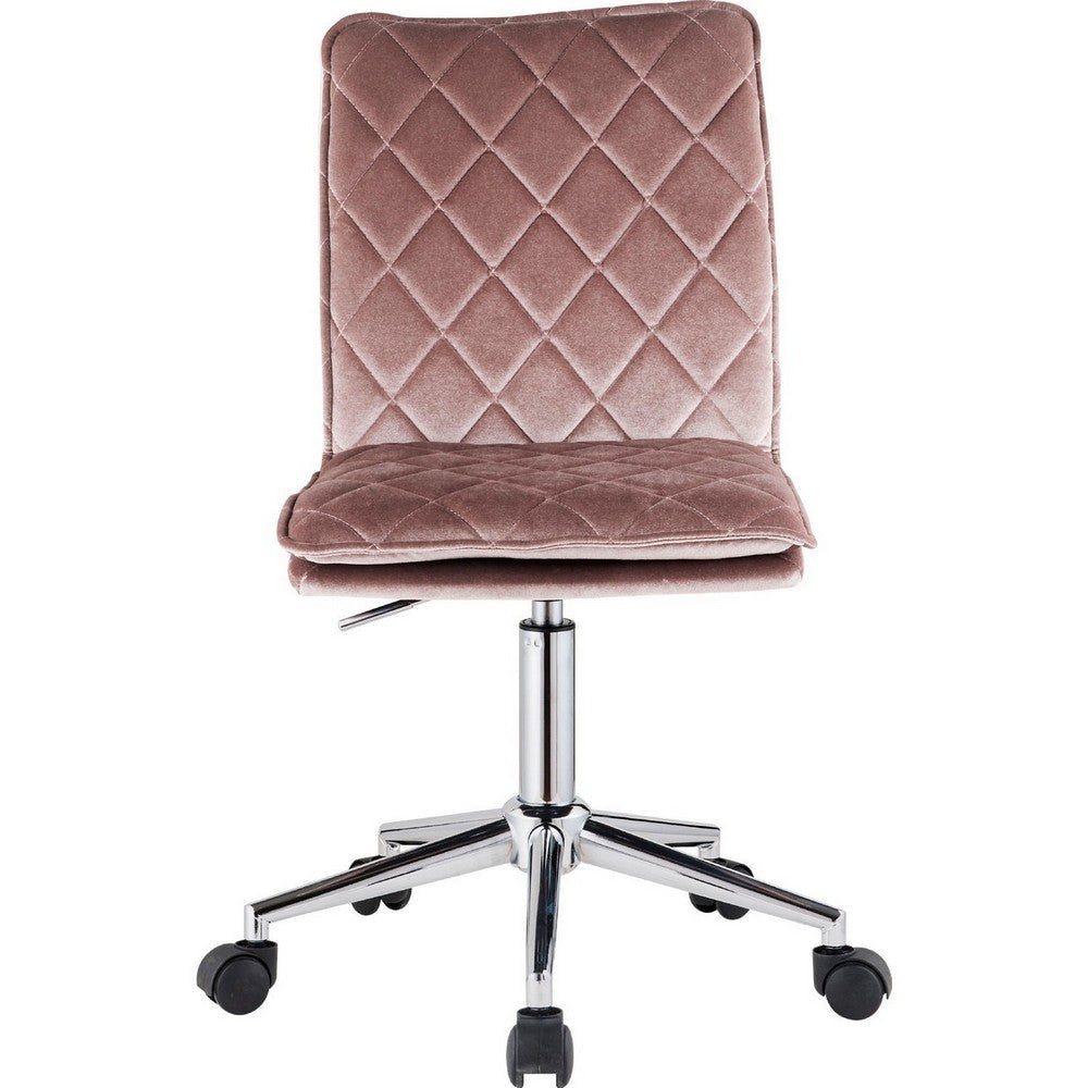 Fabric Upholstered Office Chair Pink and Silver By Casagear Home BM250378