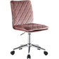 Fabric Upholstered Office Chair, Pink and Silver By Casagear Home