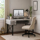 Mira Computer Desk | 5 Drawer | Wood Grains | Antique White | Black