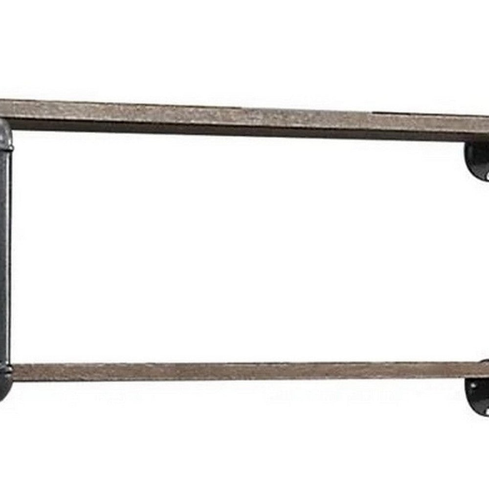 Antique Metal Framed Wall Rack, Brown and Gray By Casagear Home