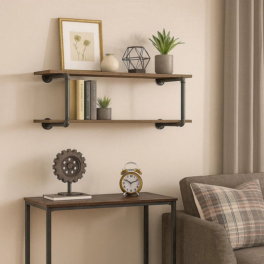 Liora Wall Rack | Antique Metal Frame | Brown | Gray