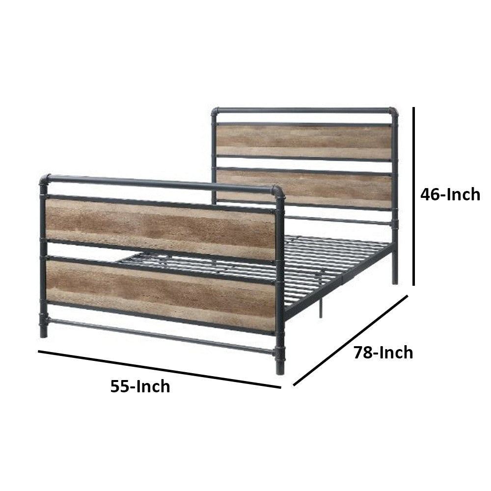 Metal Framed Full Bed Brown and Gray By Casagear Home BM250383