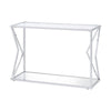 Vera Sofa Table | Glass Top | Bottom Shelf | Geometric Accent | Silver
