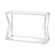 Vera Sofa Table | Glass Top | Bottom Shelf | Geometric Accent | Silver