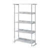 Bookcase with 5 Tier Design and Faux Marble Shelves, Silver By Casagear Home