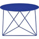 Accent Table with Open Geometric Base and Round Top Blue