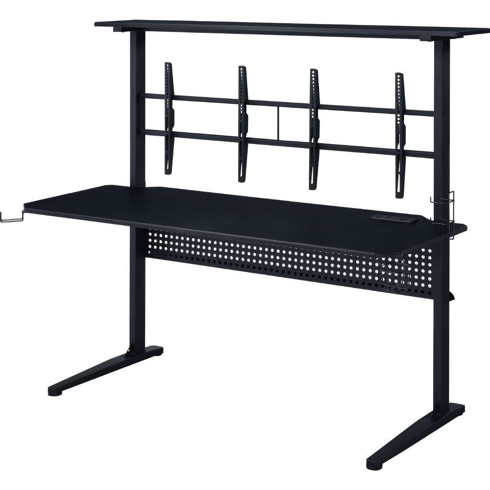 Gaming Table with USB-Port, Black