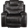 Leatherette Power Recliner with Diamond Stitching Black