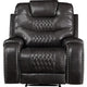 Leatherette Power Recliner with Diamond Stitching Black