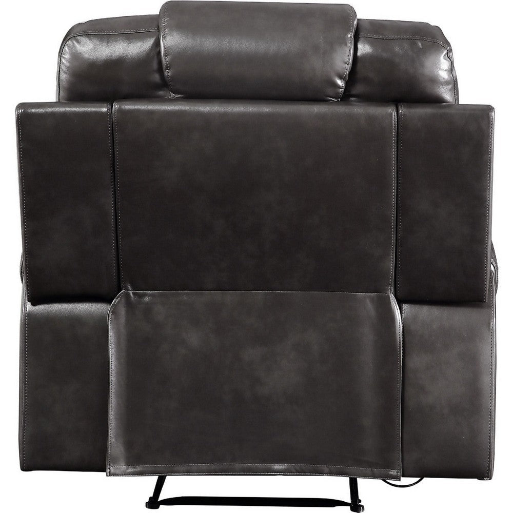 Leatherette Power Recliner with Diamond Stitching Black