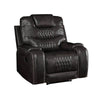 Leatherette Power Recliner with Diamond Stitching, Black