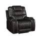 Leatherette Power Recliner with Diamond Stitching, Black