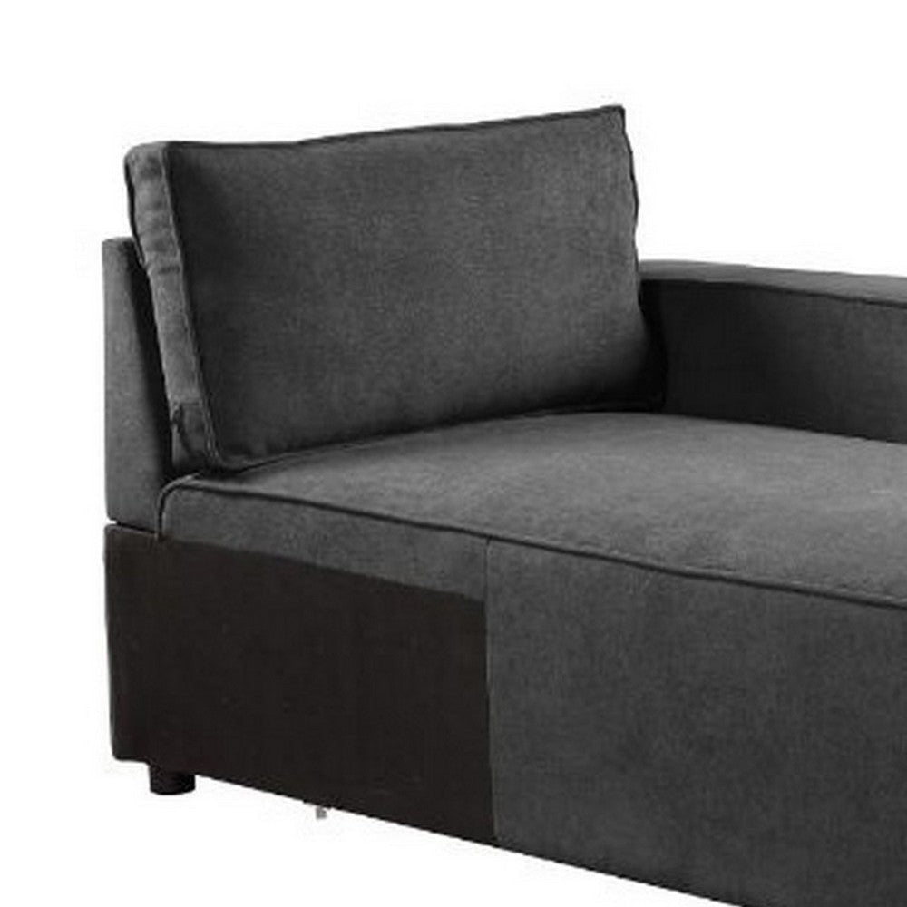 Modular Chaise with Piped Stitch and Loose Pillow Back Gray By Casagear Home BM250592