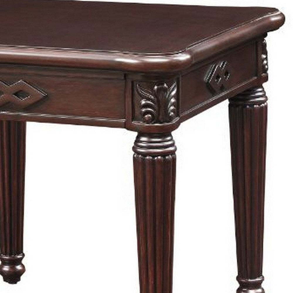 End Table with Traditional Style and Turned Legs Espresso Brown BM250596