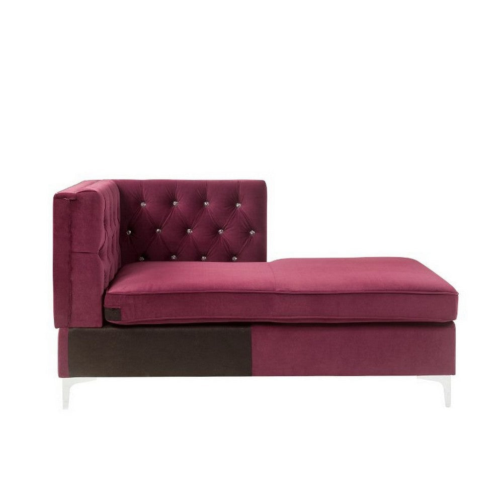 Chaise with Velvet Upholstery and Metal Legs Red BM250600