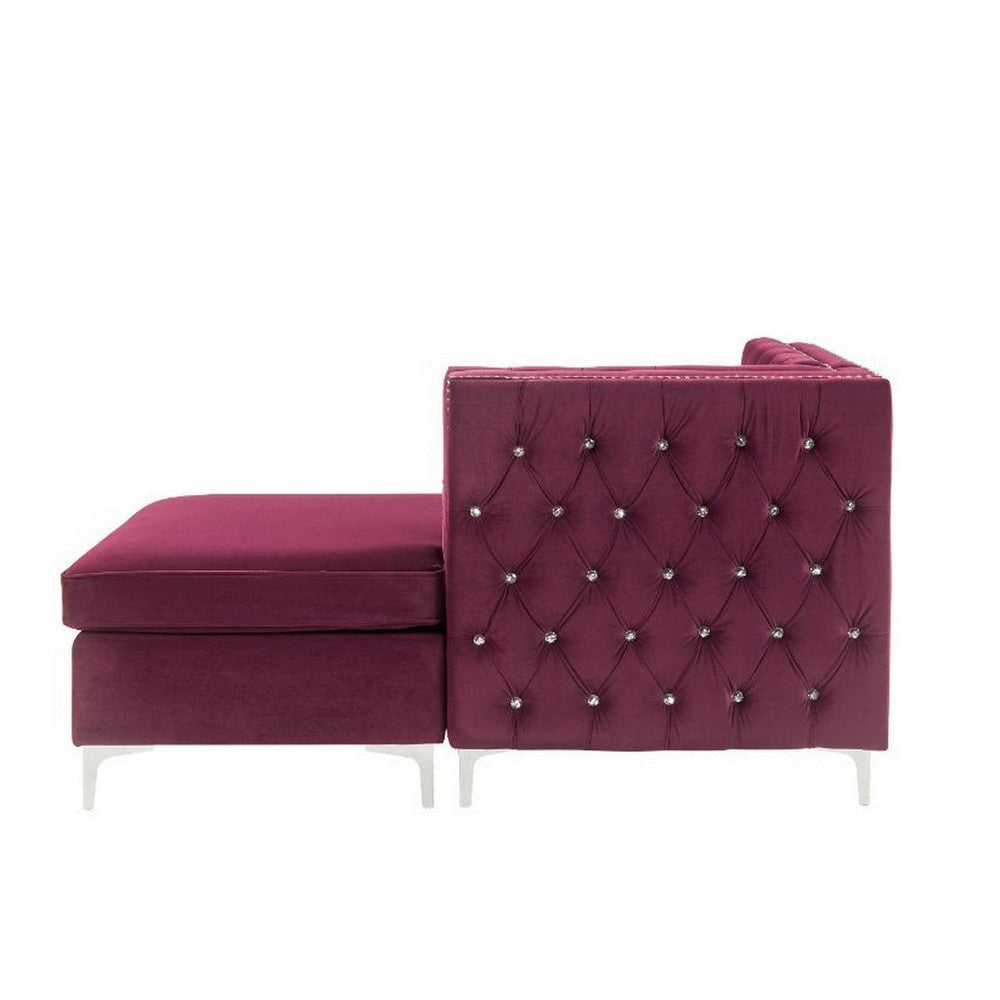 Chaise with Velvet Upholstery and Metal Legs Red BM250600
