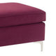 Ottoman with Velvet Upholstery and Metal Legs Red
