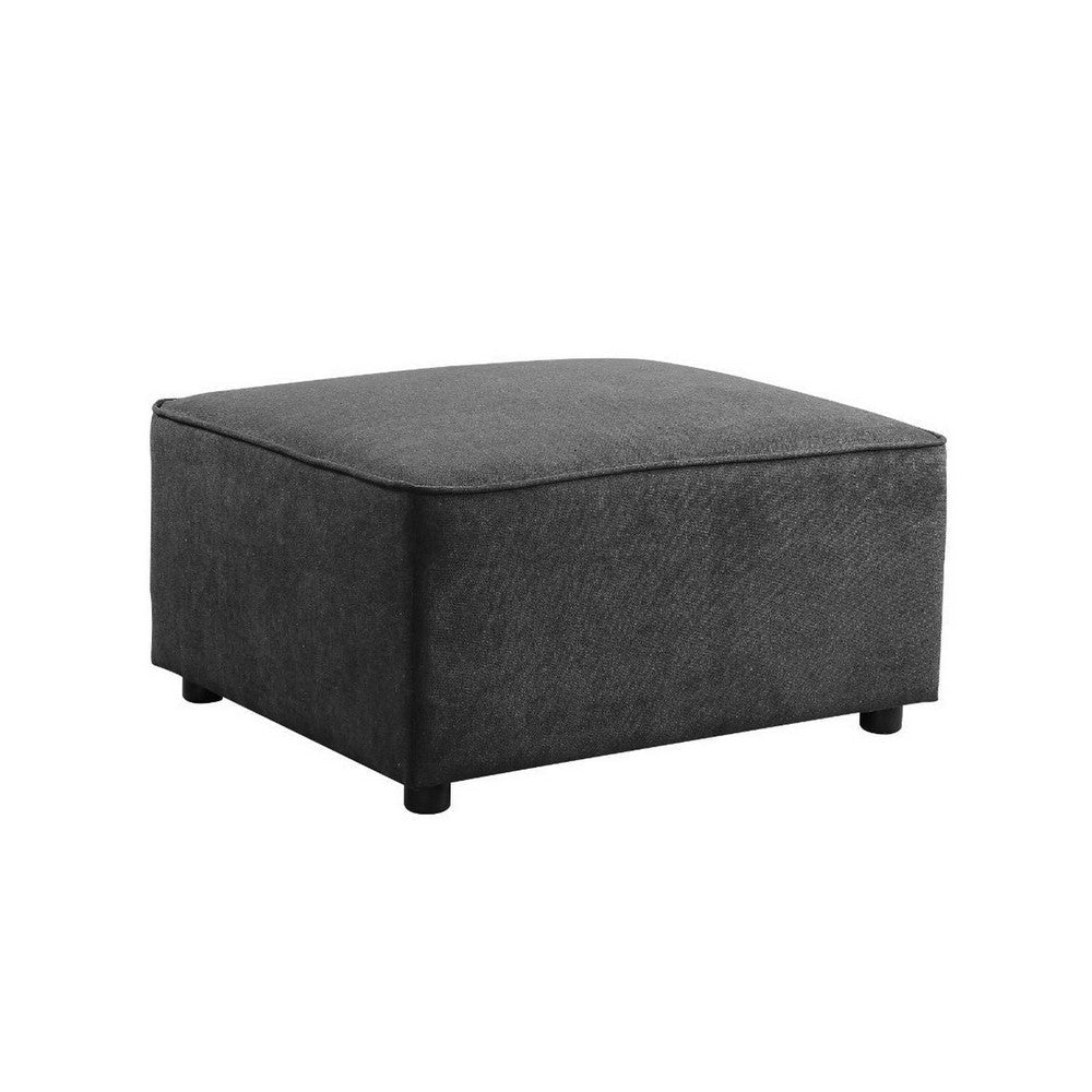 Ottoman with Piped Stitching and Plastic Feet, Gray