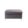 Ottoman with Velvet Upholstery and Metal Legs Gray