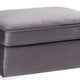 Ottoman with Velvet Upholstery and Metal Legs Gray