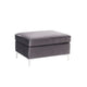 Ottoman with Velvet Upholstery and Metal Legs, Gray