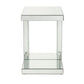 Mirrored Accent Table with C Shape and Faux Crystals Silver By Casagear Home BM250644