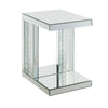Laria Accent Table | C-Shape | Faux Crystals | Mirror Finish | Silver