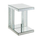 Laria Accent Table | C-Shape | Faux Crystals | Mirror Finish | Silver