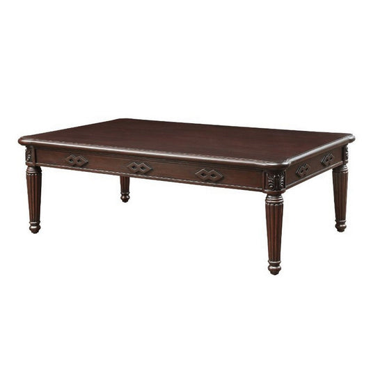 Coffee Table with Traditional Style and Turned Legs, Espresso Brown By Casagear Home