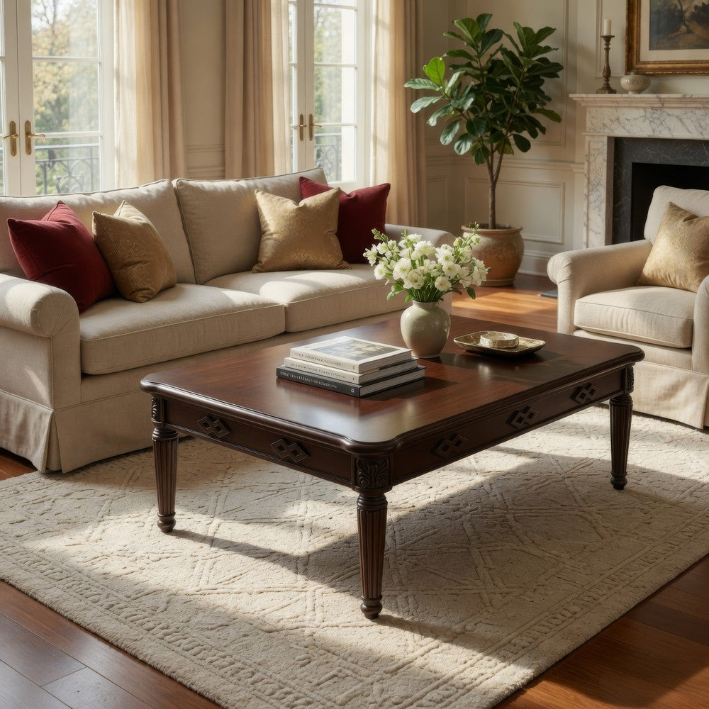 Elora Coffee Table | Traditional Turned Legs | 48" | Espresso Brown