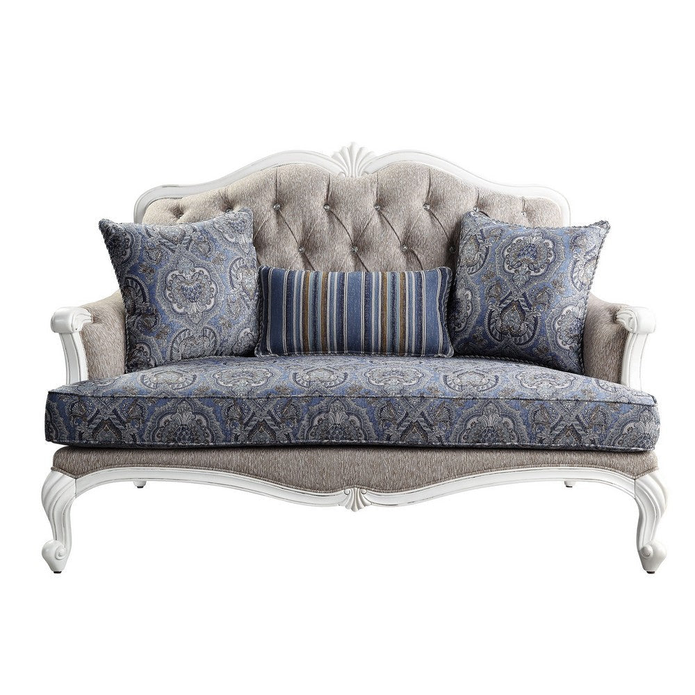 Loveseat with Arch Top and Resin Queen Anne Legs Gray BM250654
