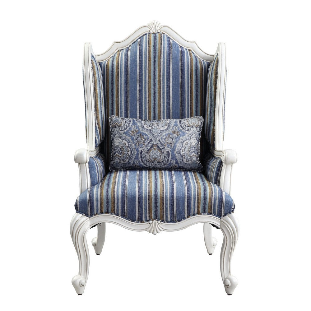 Chair with Wingback and Resin Queen Anne Legs Blue BM250655