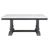 Dining Table with Marble Top and Trestle Base White and Gray BM250669